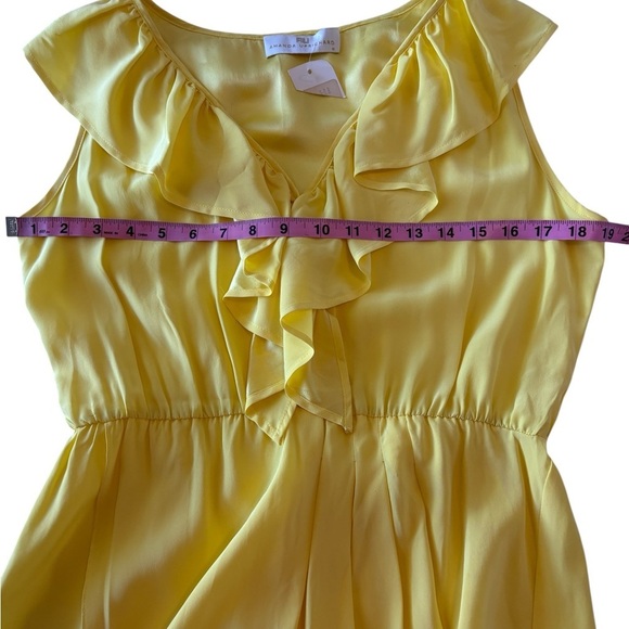 Amanda Uprichard Women’s 100% Silk Mini Dress Yellow Ruffled Cocktail Med NWT - Picture 9 of 10